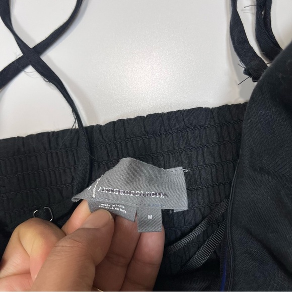 Anthropologie Black smocked Crop Top - Picture 3 of 7